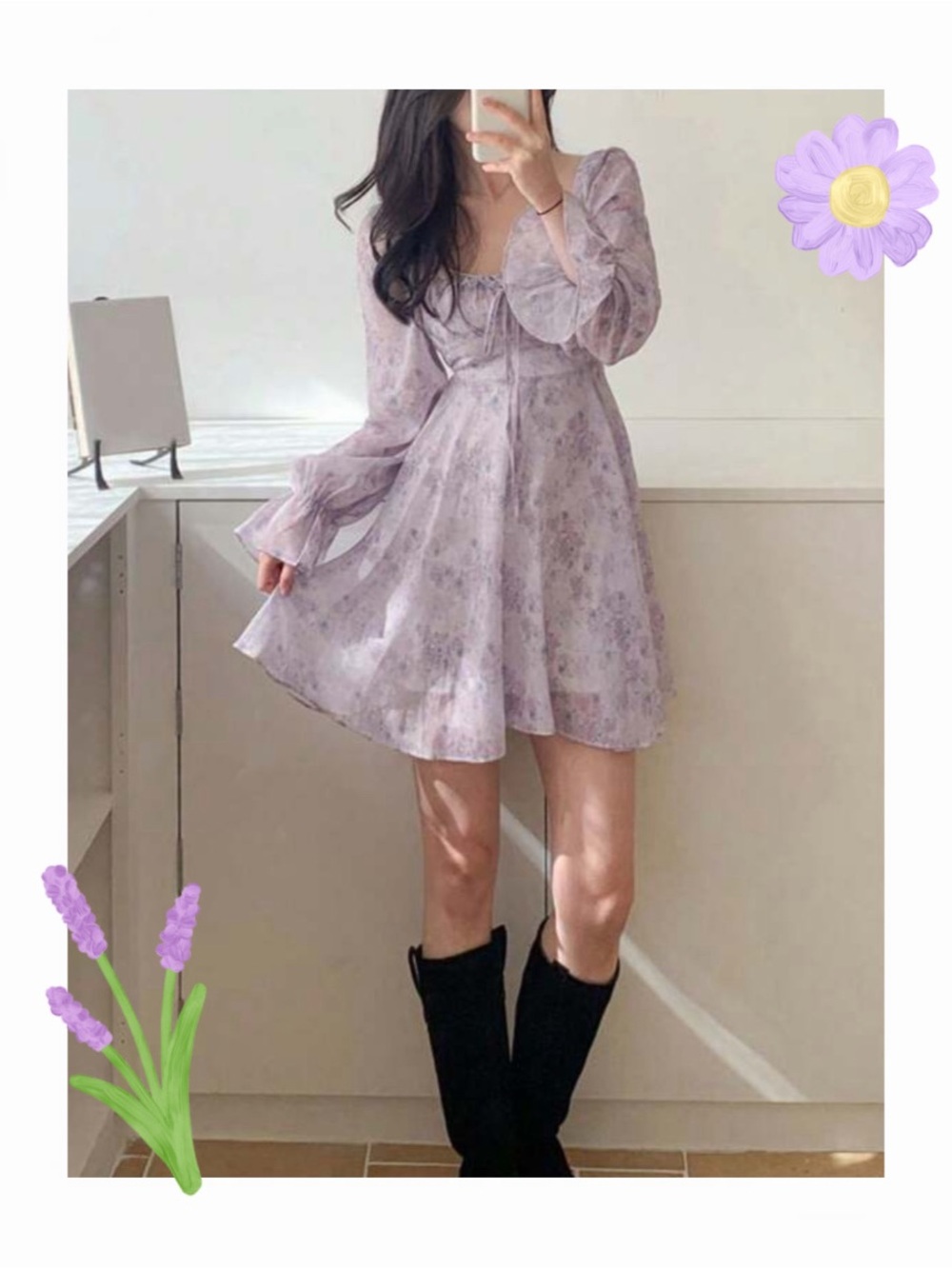 Dazy Dress Floral Purple